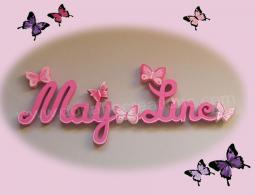 Lettres bois may line deco papillons