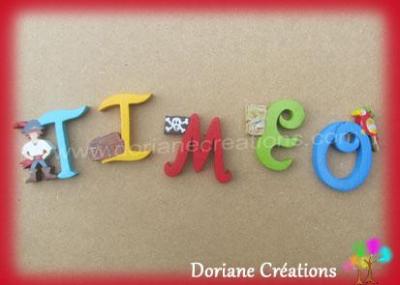 Lettres murales en bois thème pirates