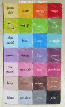 Nuancier des couleurs nuancees pour prenoms en bois