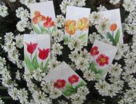 Peinture encaustique fleurs rouges pour cartes cadeaux