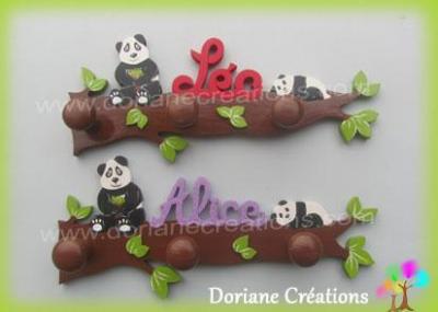 Portemanteau bois pandas avec prenom
