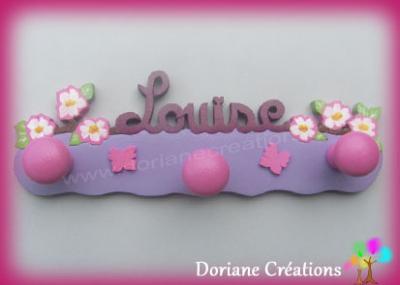 00 Porte manteau églantines avec prénom Louise
