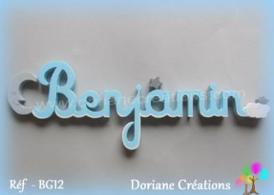 08 lettres - Prénom en bois lune et étoiles