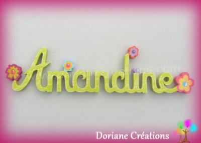 08lettres -Prénom en bois fleurs fantaisies
