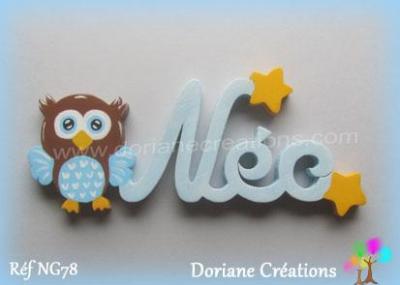 Prenom bois neo chouette etoile