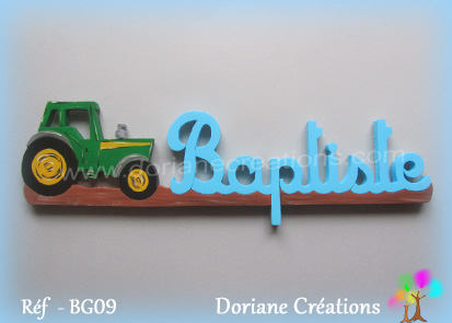 Prenom en bois baptiste tracteur 2