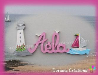 04 Lettres - Prénom en bois phare et bateau