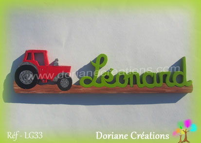 Prenom en bois leonard tracteur