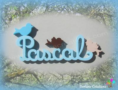 06 lettres - Prénom en bois oiseaux unis