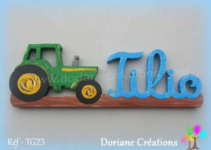 Prenom en bois tilio tracteur 1