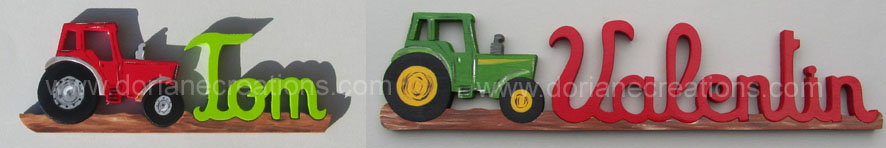 Prenom en bois tracteur 1
