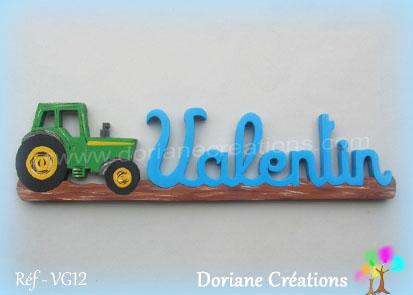 Prenom en bois valentin tracteur