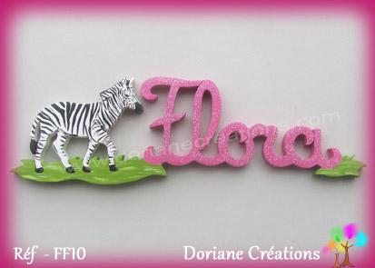 Prenom lettres bois flora avec zebre 1