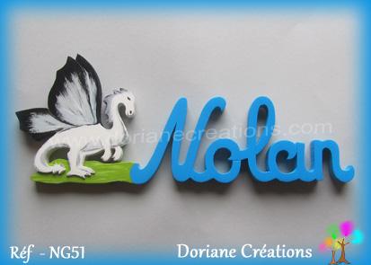 Prenom lettres bois nolan avec dragon 1