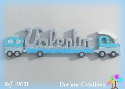 Vg 021 prenom en bois valentin avec train